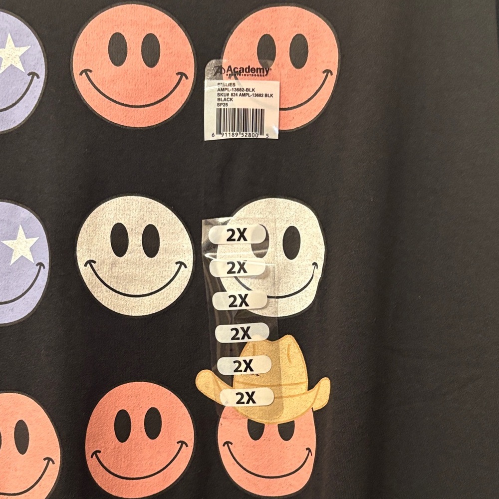 The Academy Brand Black Tee with Colorful Smiley Graphics - Picture 2 of 5
